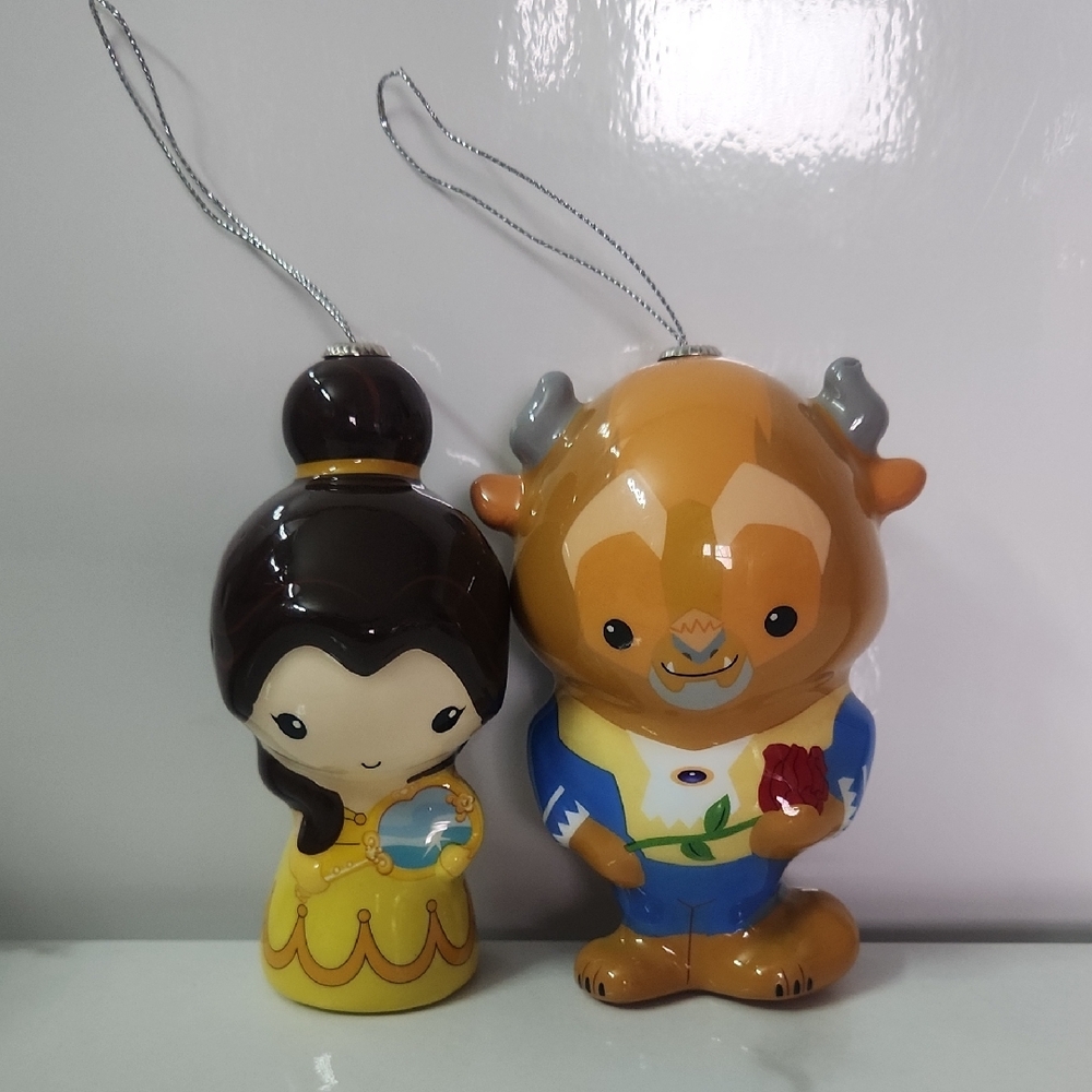Beauty and the Beast Ornament Set - Yellow and Blue